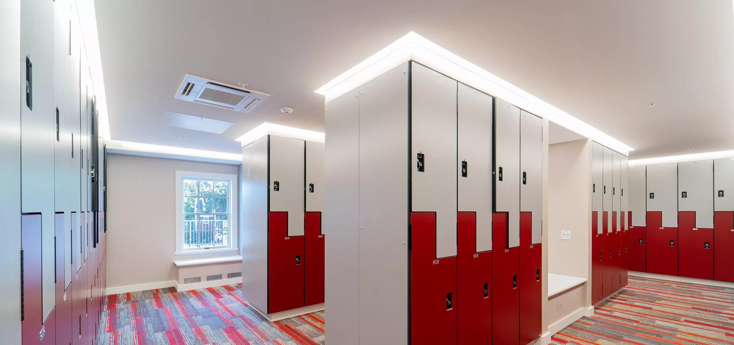 Locker room inside Governor's Academy French Student Center