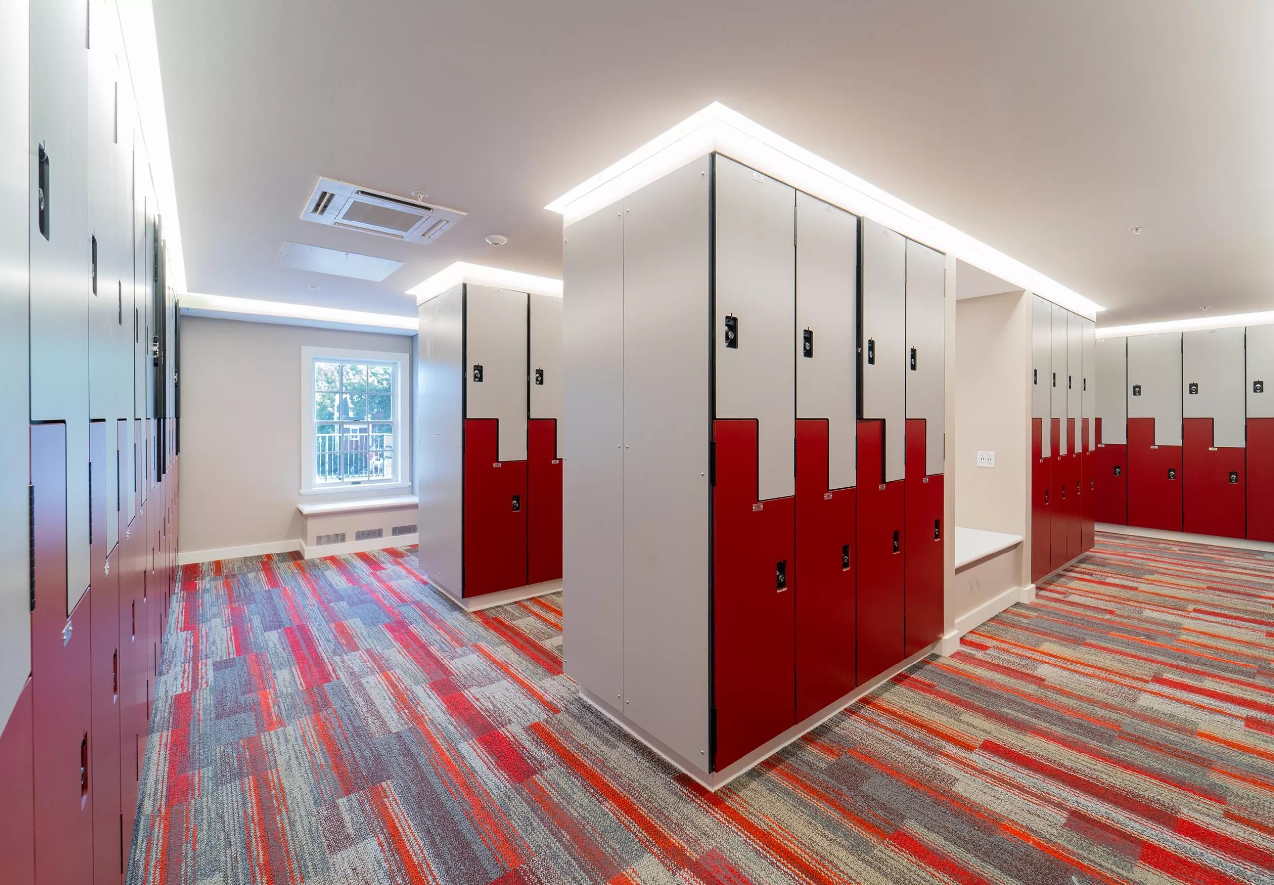 Locker room inside Governor's Academy French Student Center