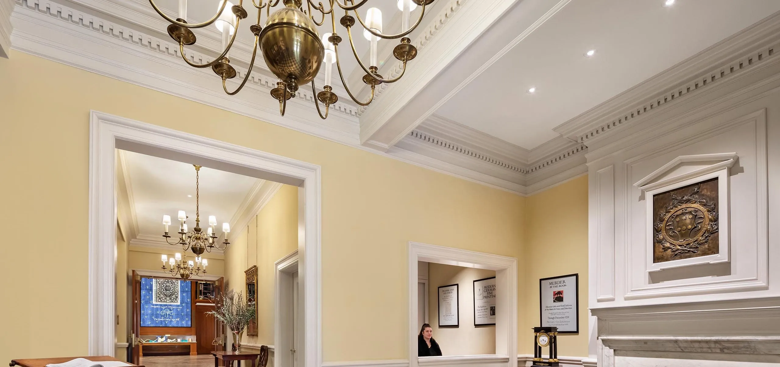 Victorian entryway and front desk at the Grolier Club