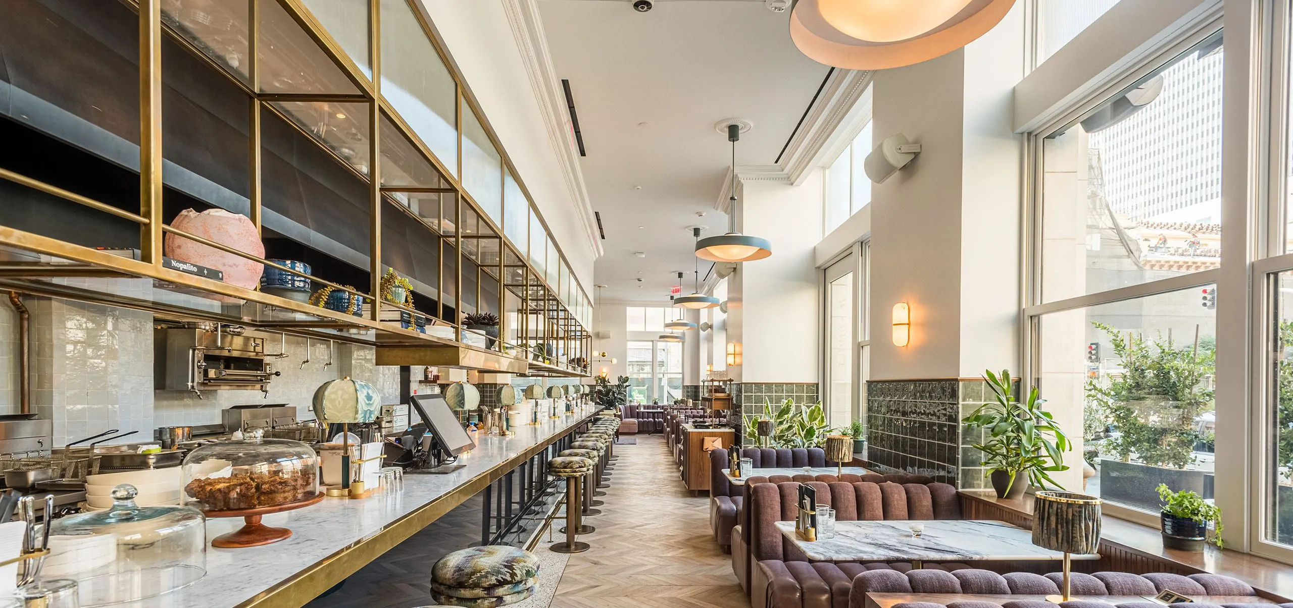 Interior view of the bar and dining room at The Hoxton