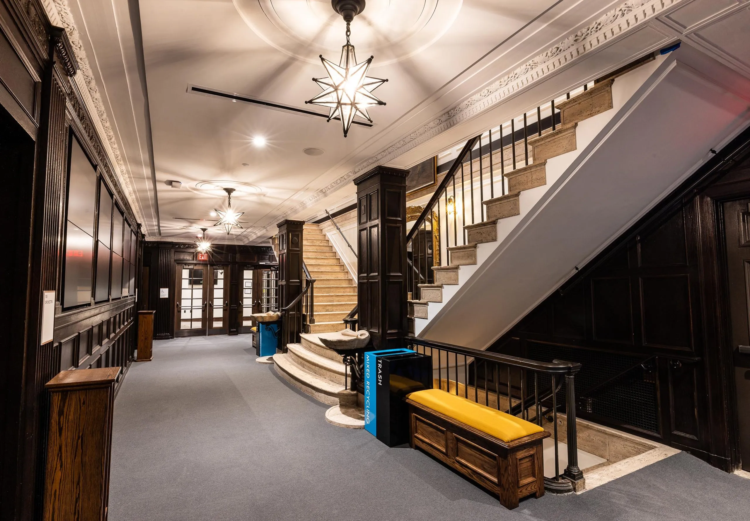 Lobby and stairwell at the Huntington Theatre