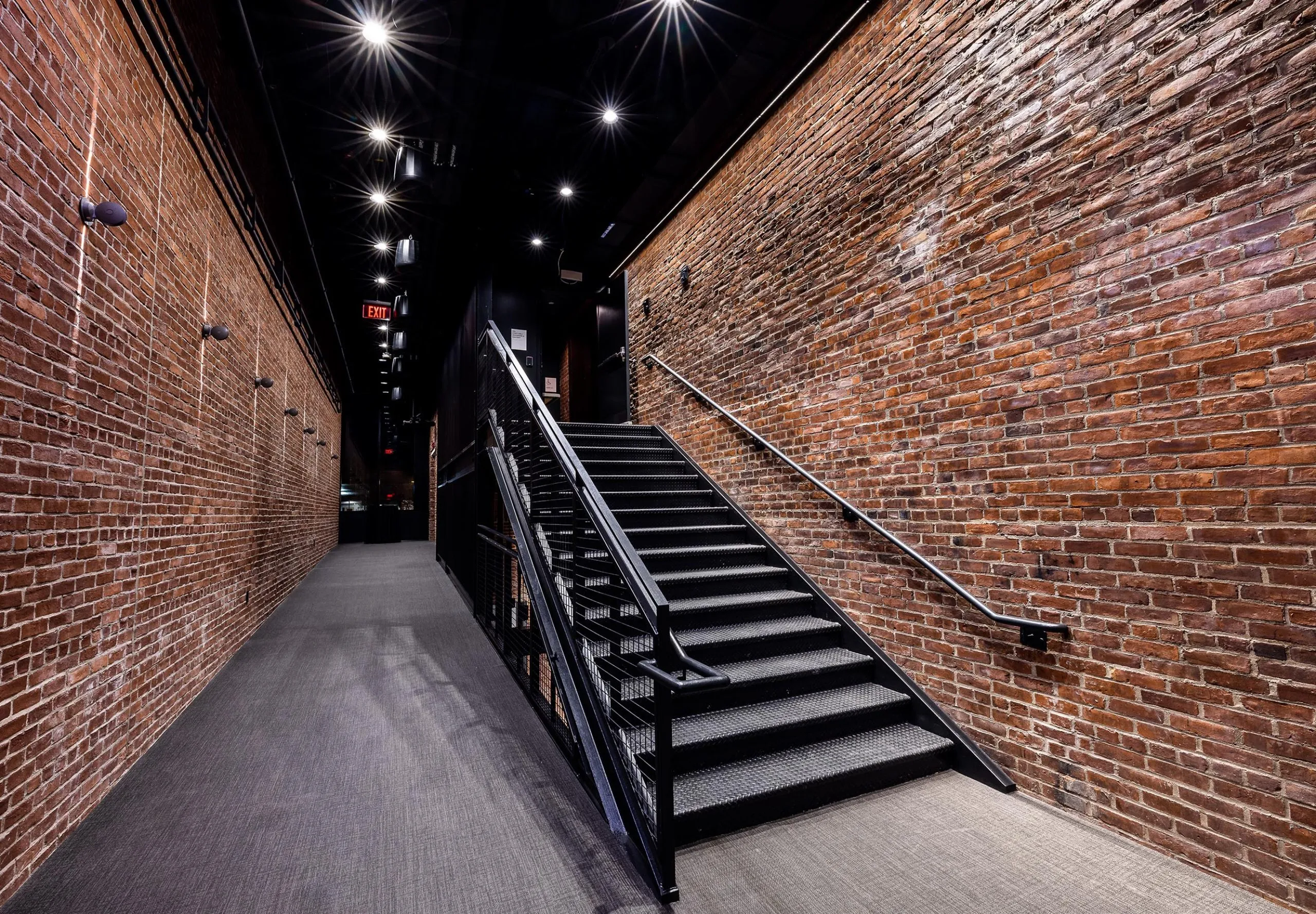 Arcade gallery and stairwell at the Huntington Theatre