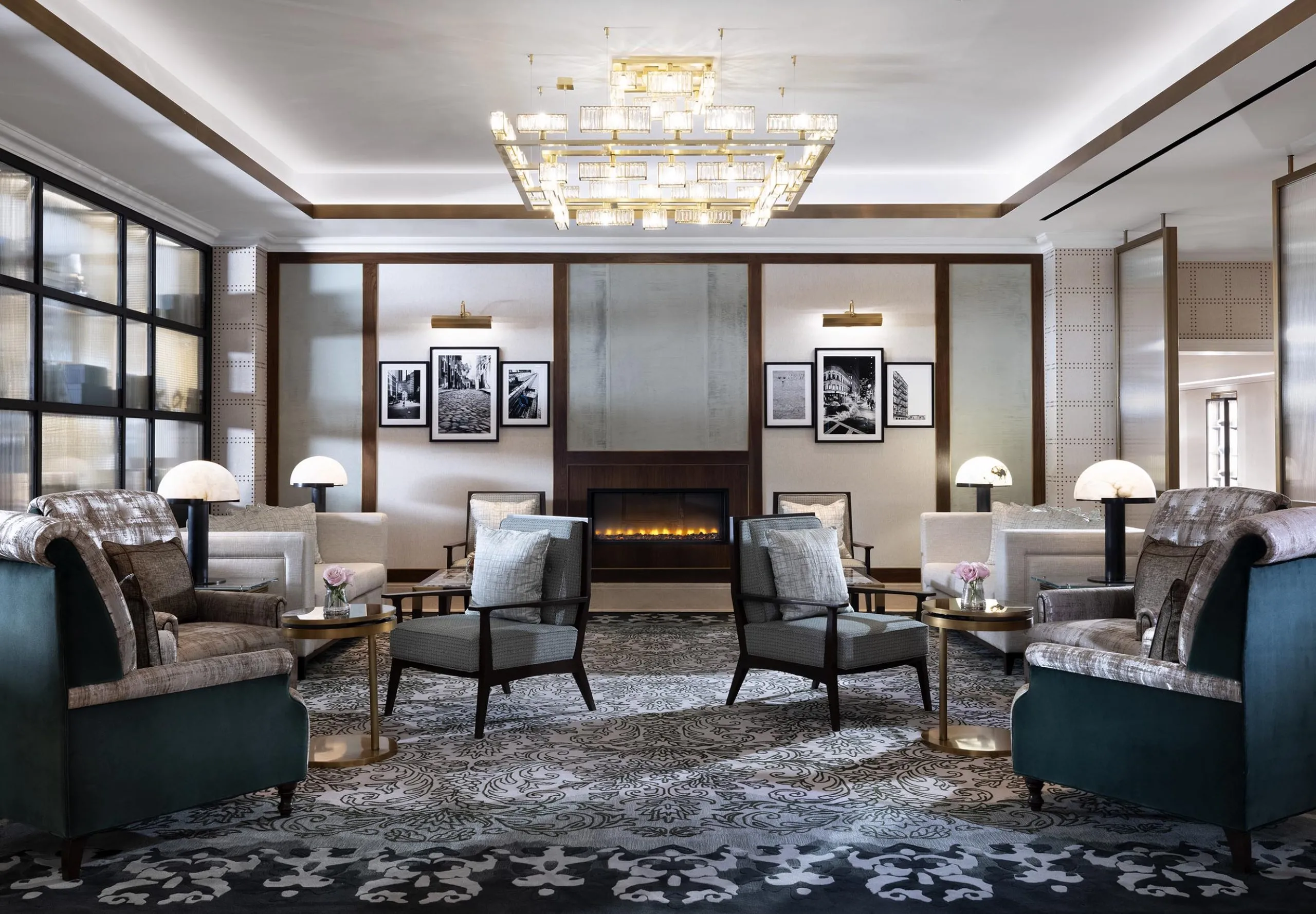 Interior view of the lobby at The Langham Boston