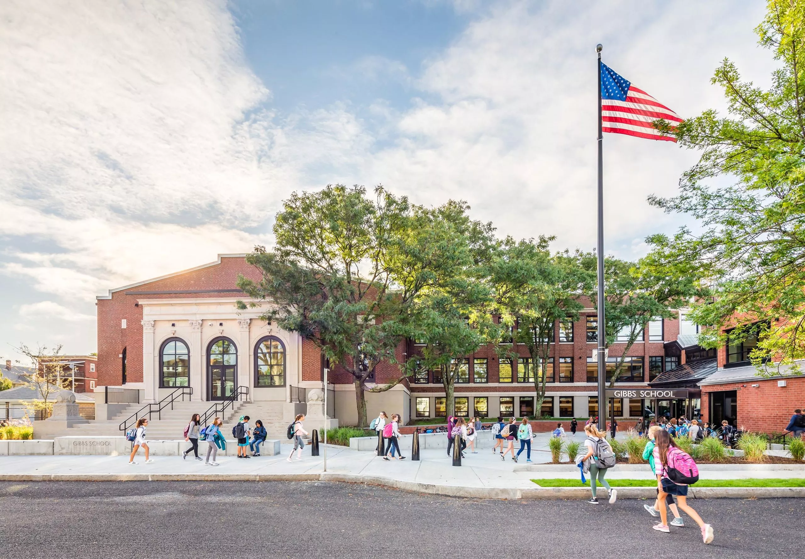 Students outside Gibbs School