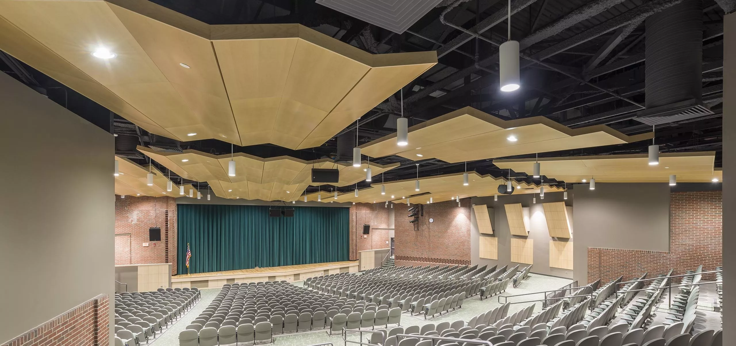 interior view of Greenfield High School auditorium stage and seats