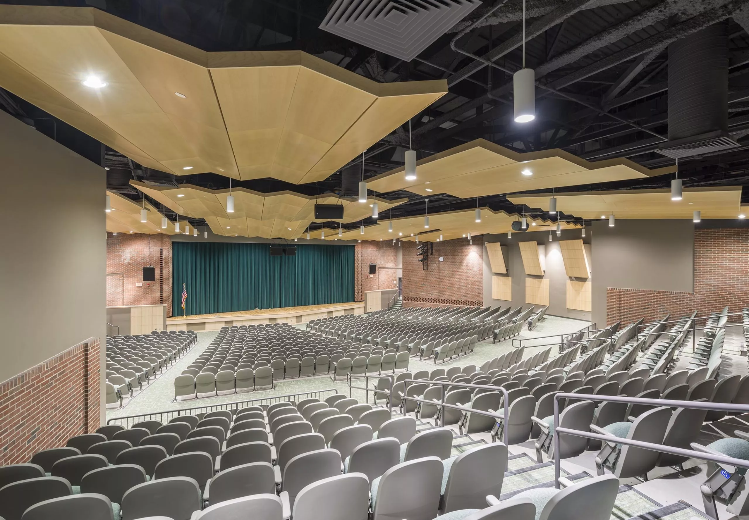 interior view of Greenfield High School auditorium stage and seats