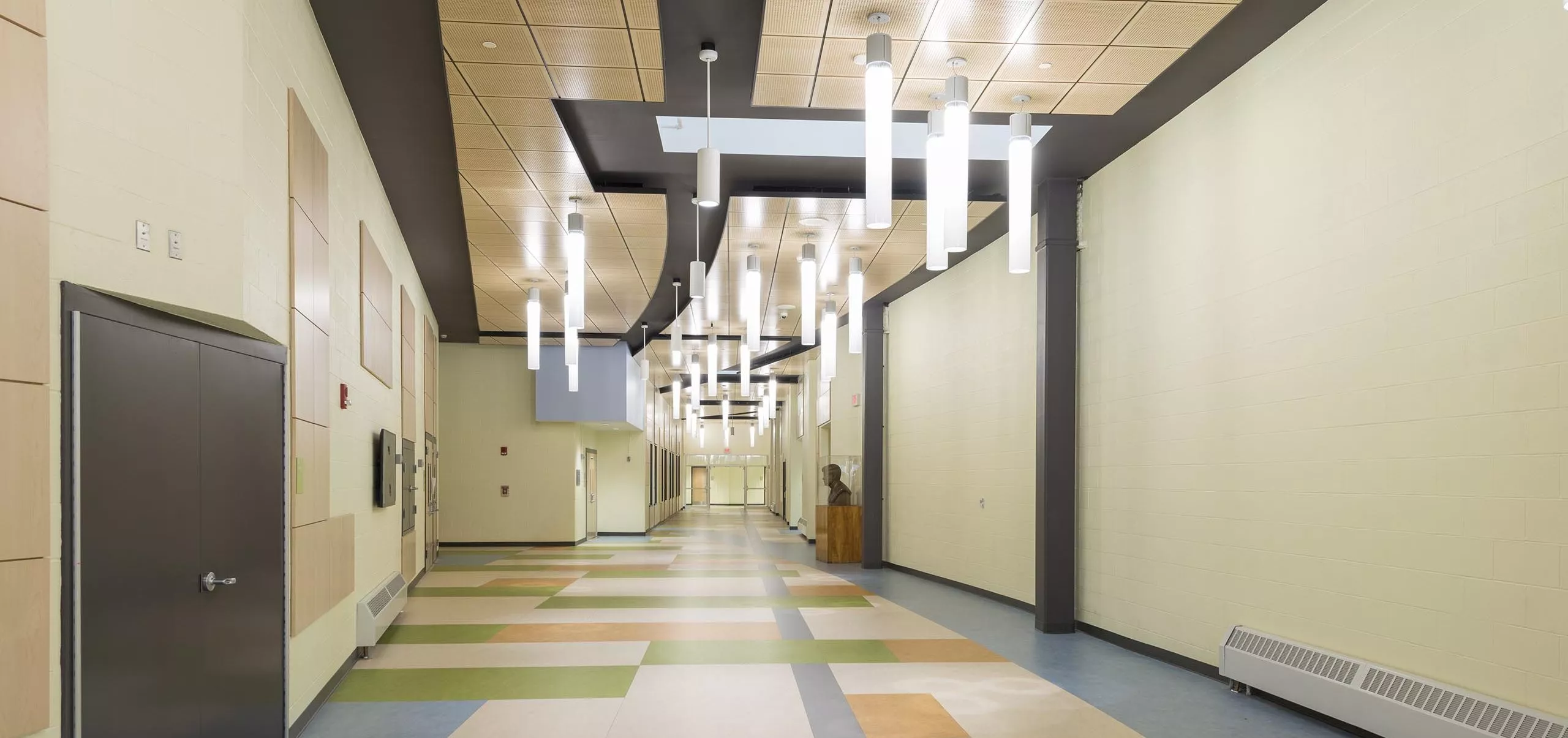 interior view of Greenfield High School hallway