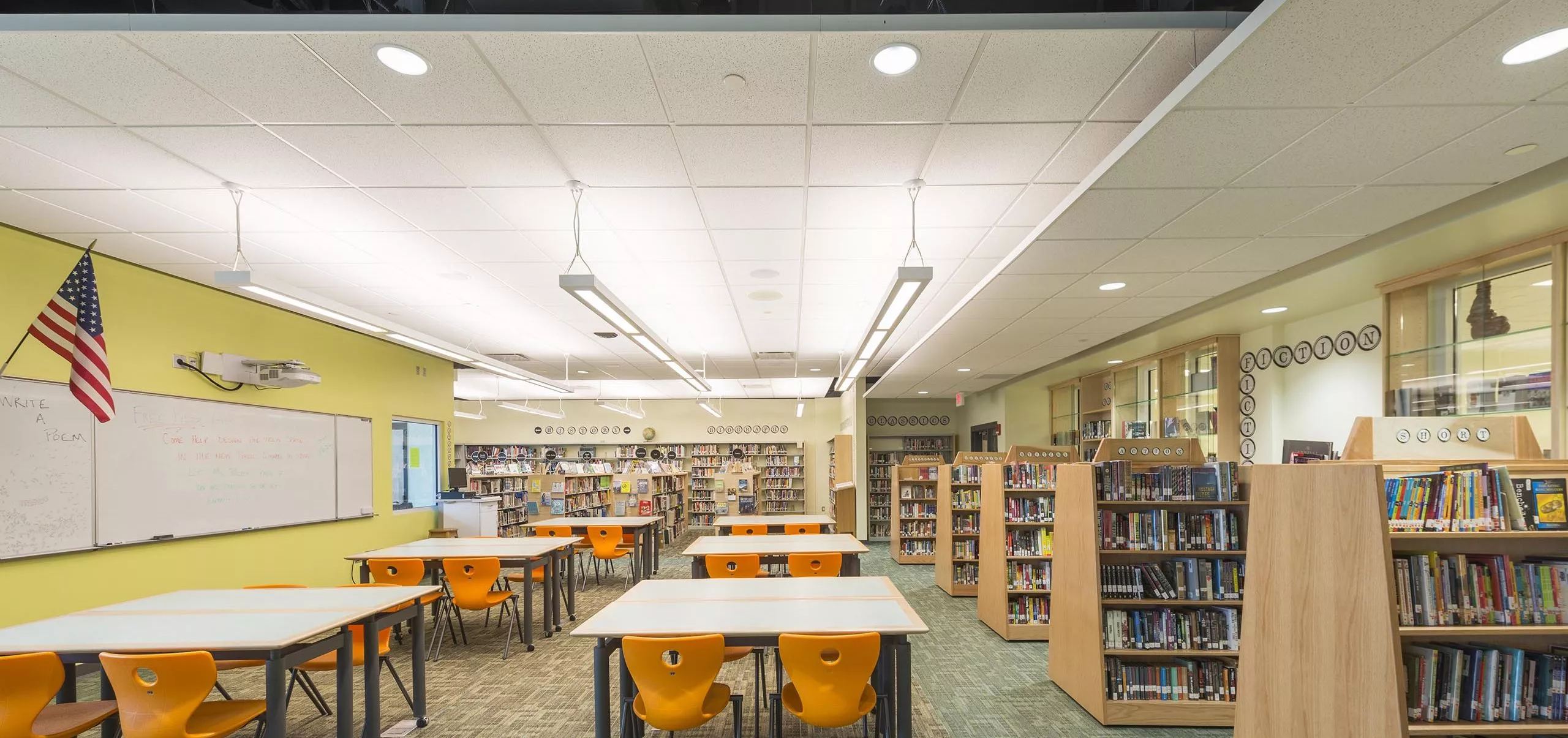 interior view of Greenfield High School library