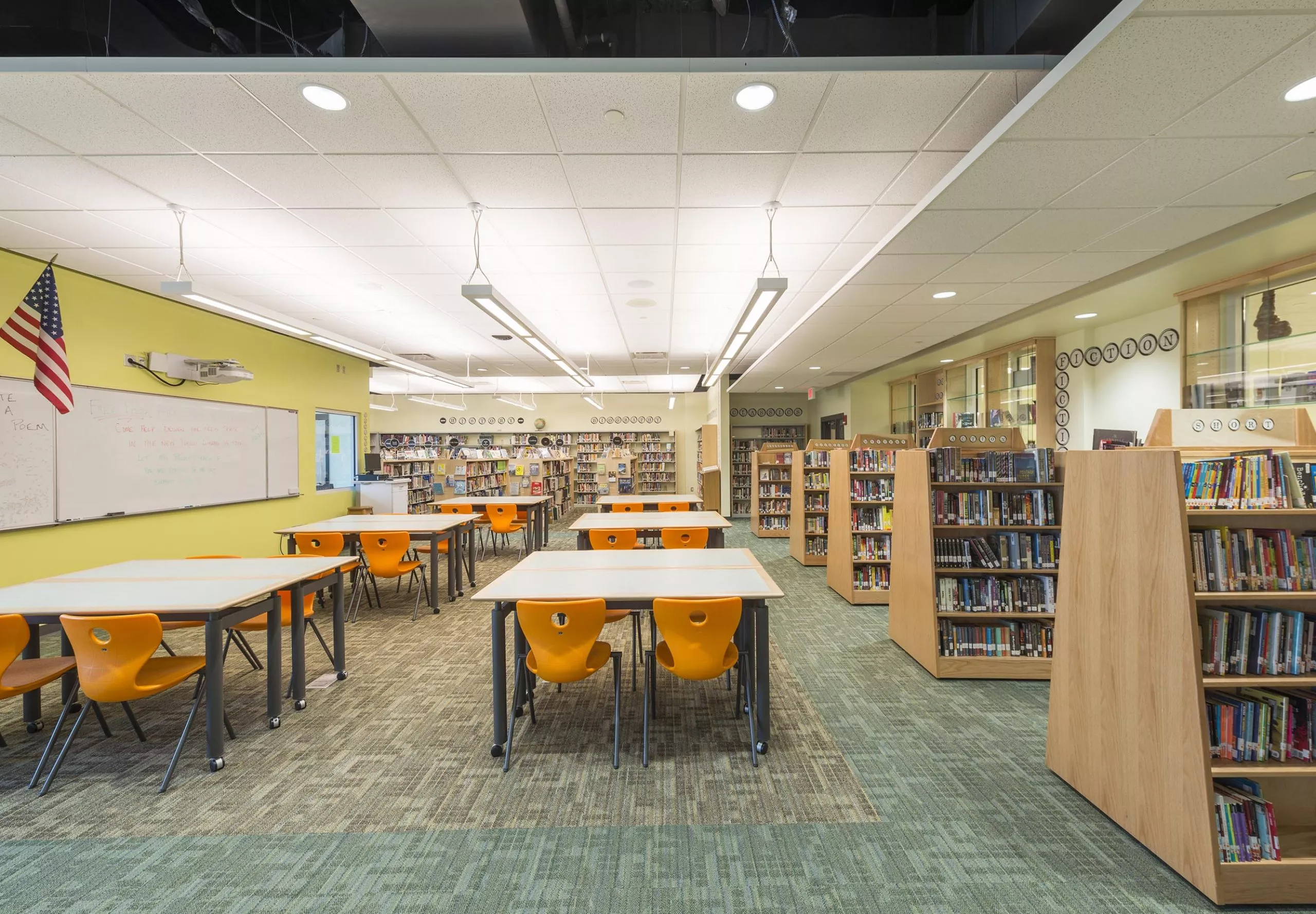 interior view of Greenfield High School library