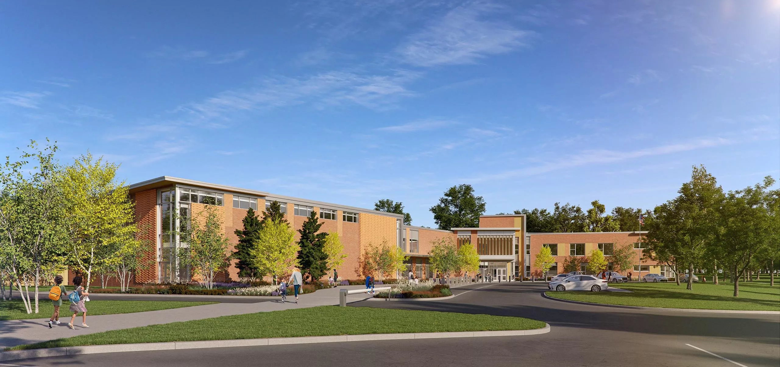 View of John D. Hardy Elementary School in the distance