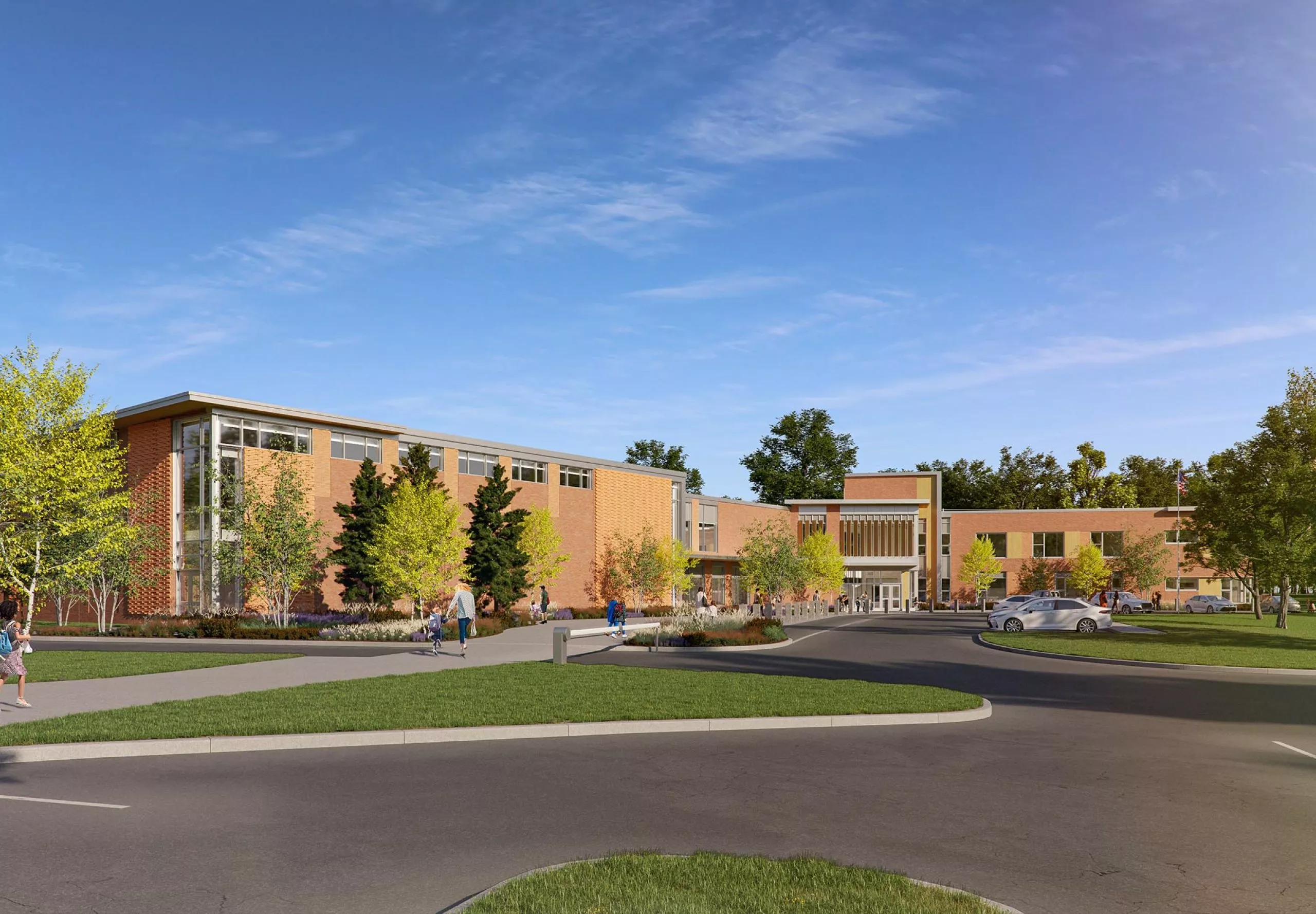 View of John D. Hardy Elementary School in the distance