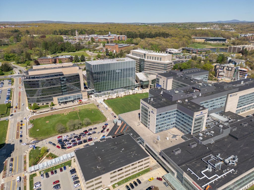 Aerial view of UMass Education & Research Building