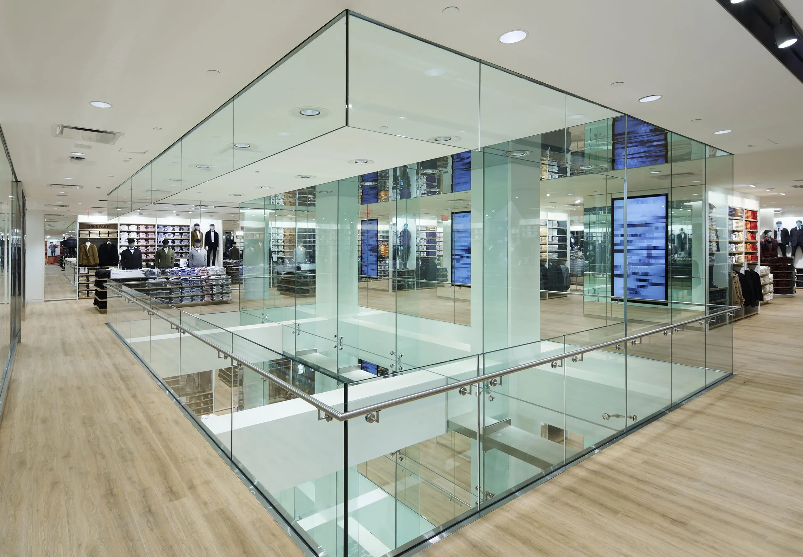 interior view Uniqlo two-story retail space