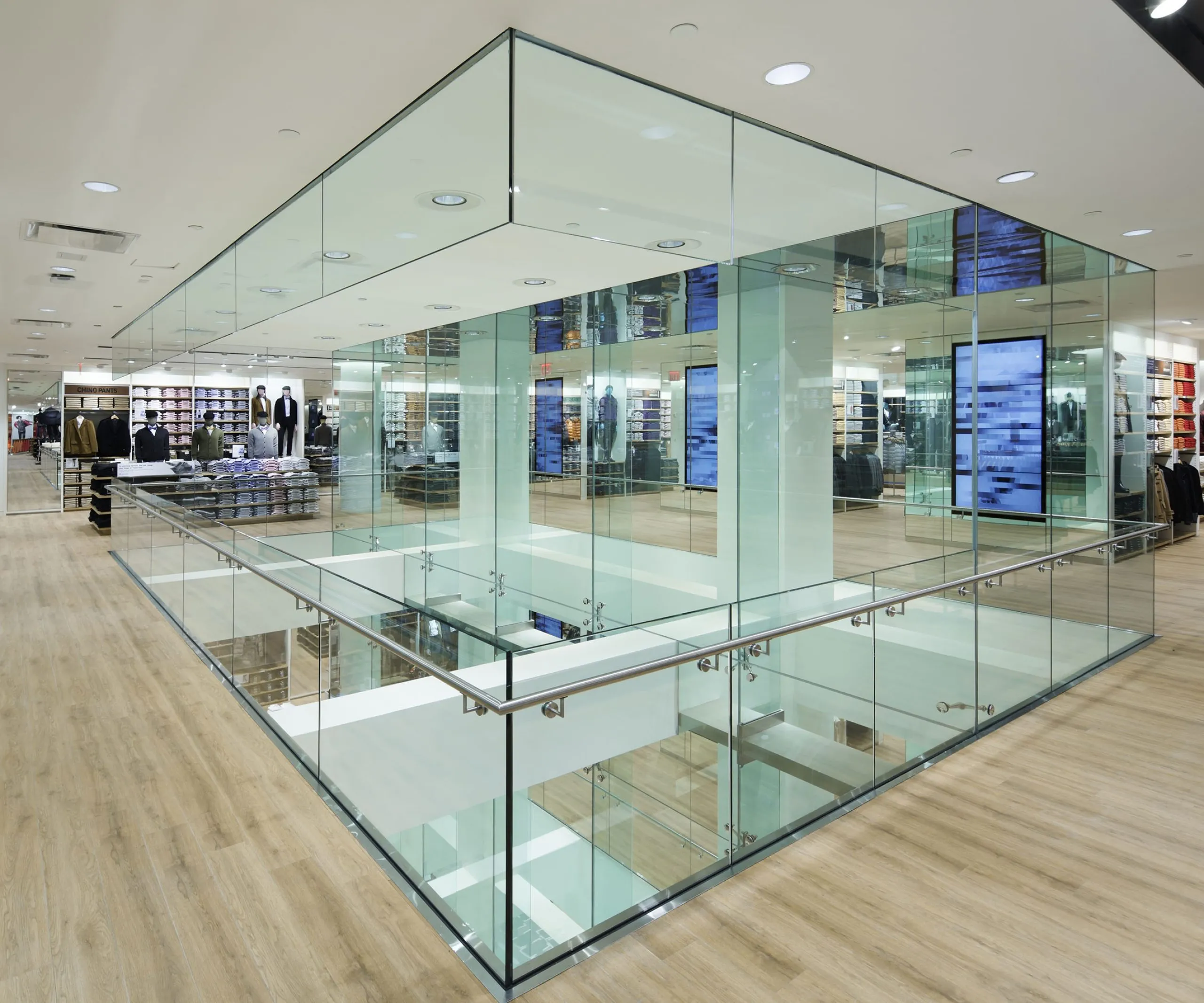 interior view Uniqlo two-story retail space