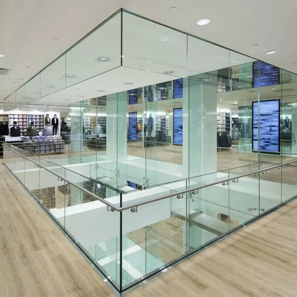 interior view Uniqlo two-story retail space