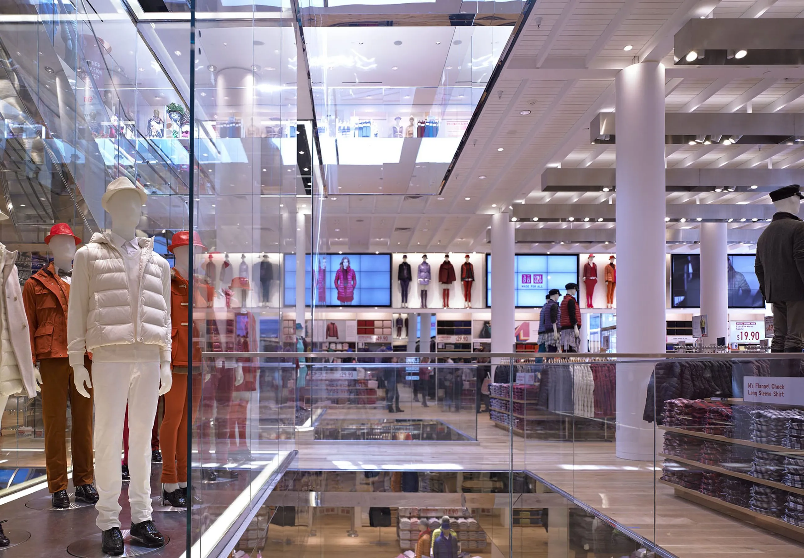 interior view Uniqlo two-story retail space