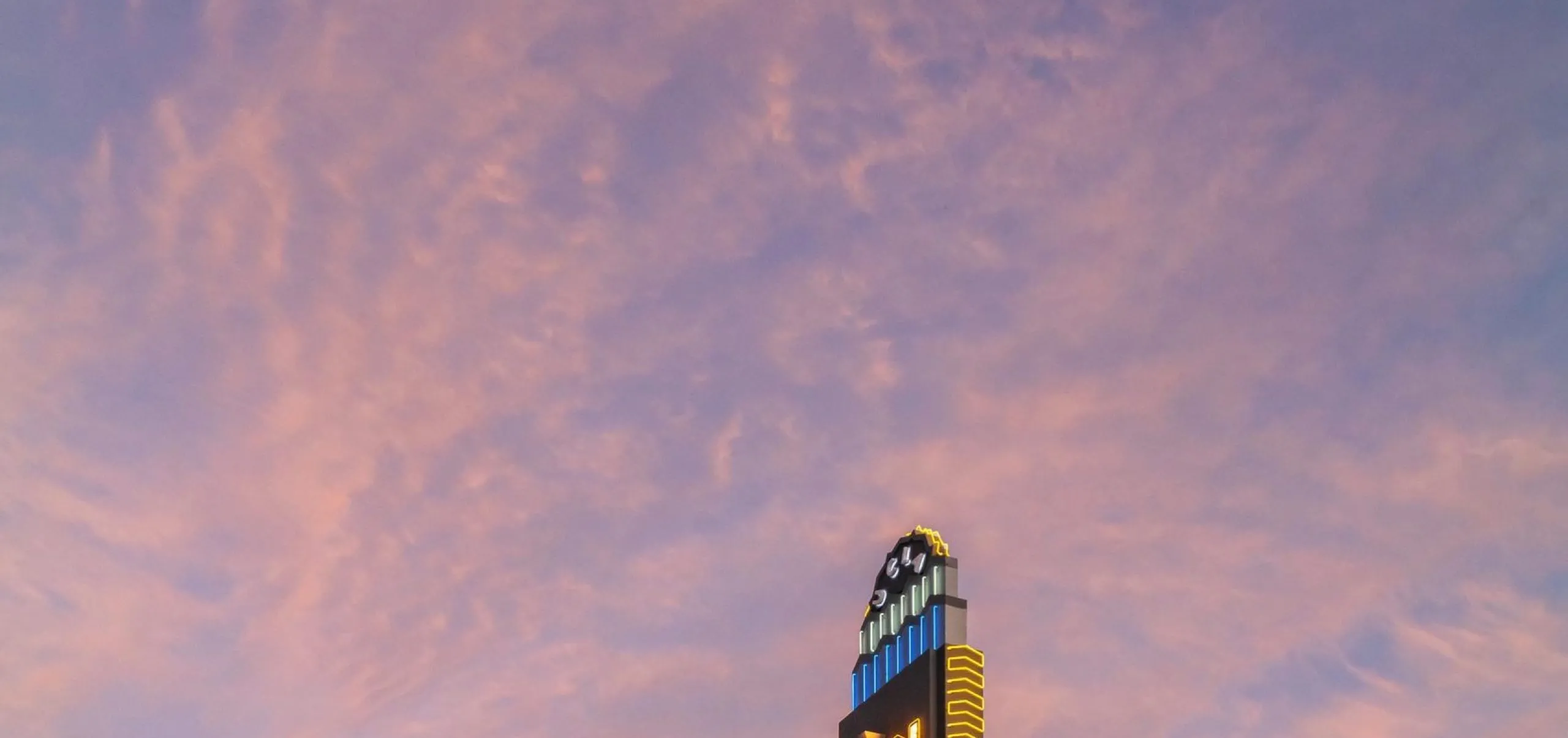 exterior view the UCLA Nimoy theater at sunset