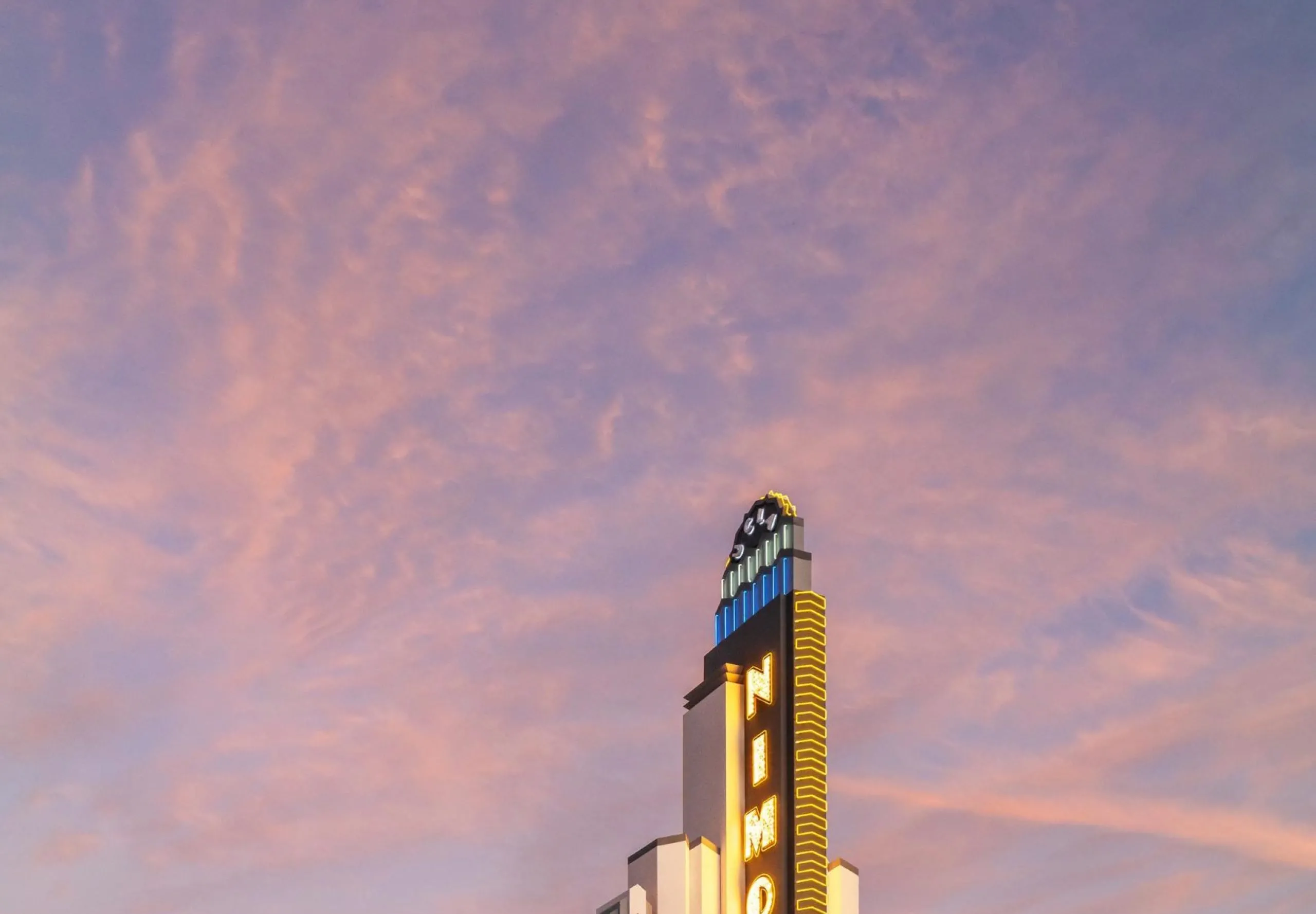 exterior view the UCLA Nimoy theater at sunset