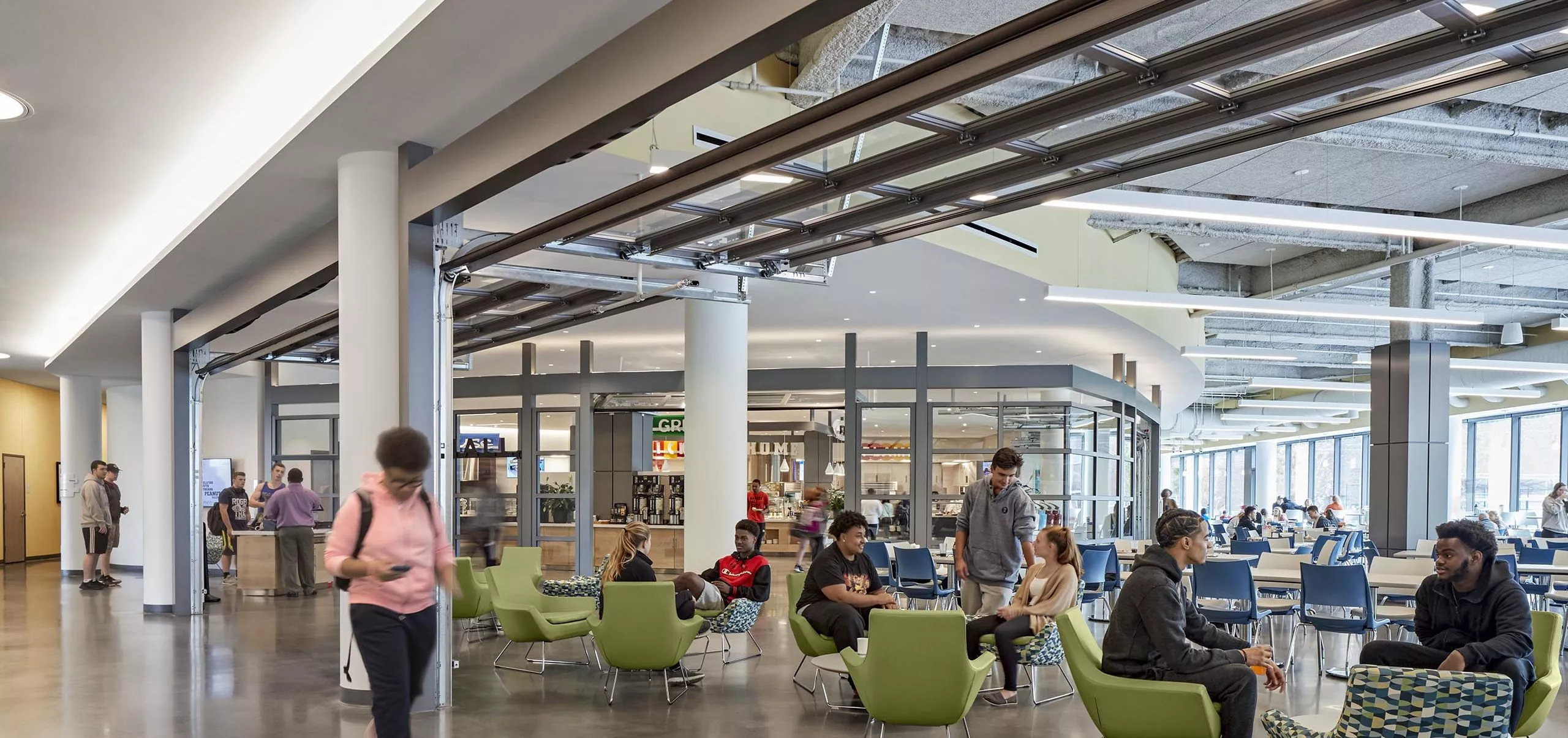 Cafeteria and dining areas inside UMass Residence Hall