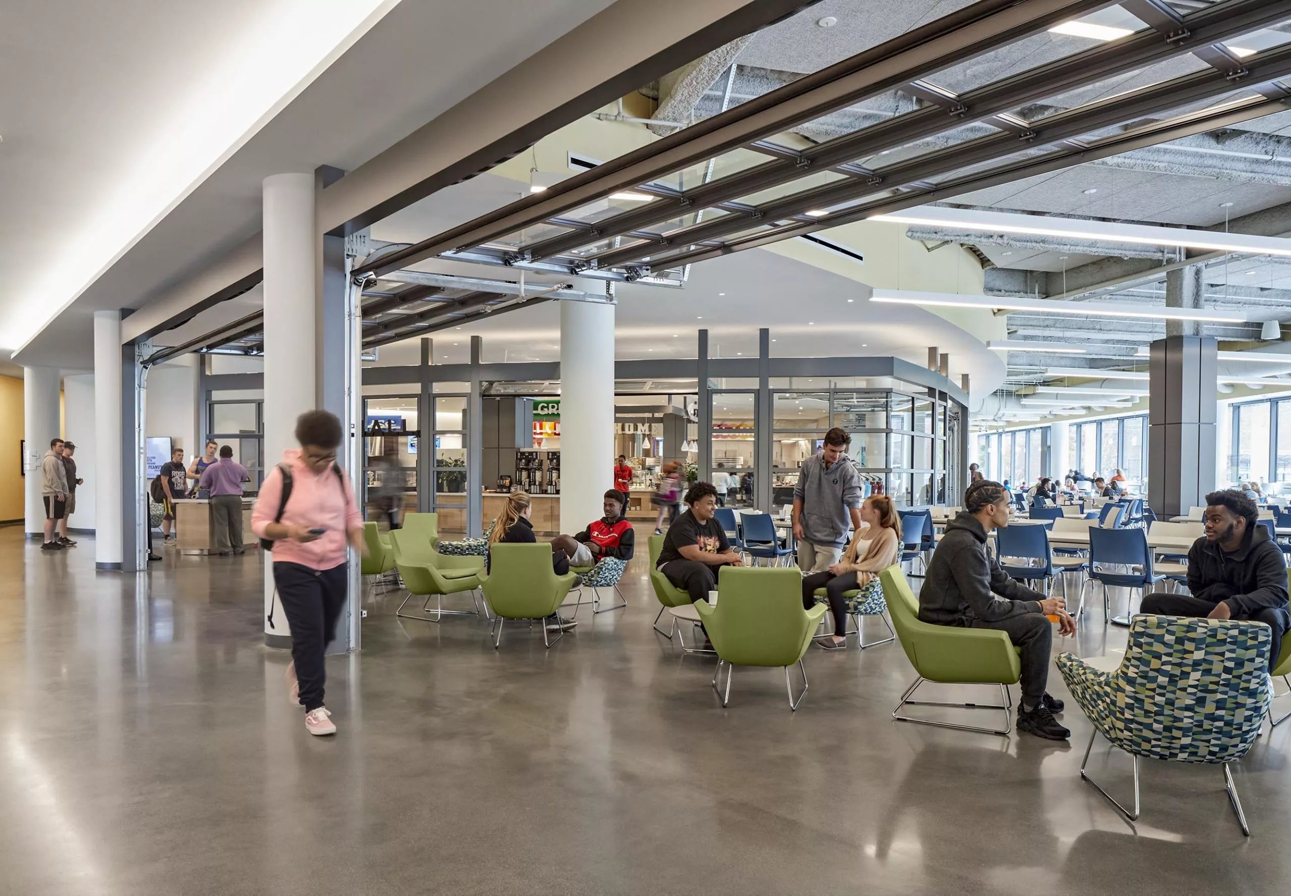 Cafeteria and dining areas inside UMass Residence Hall