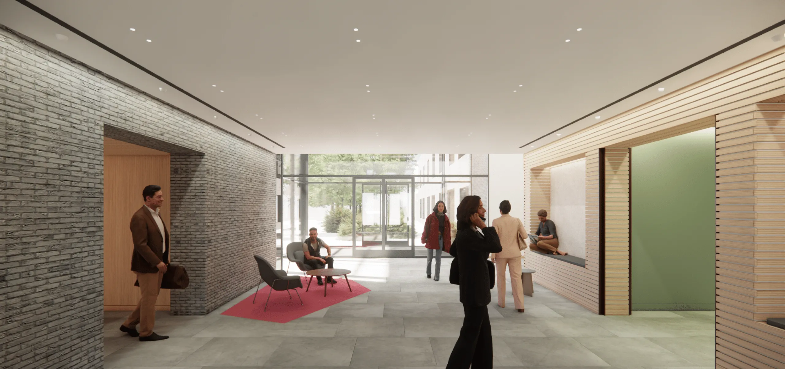 Rendering of Harvard University 100 South Campus Drive indoor lobby