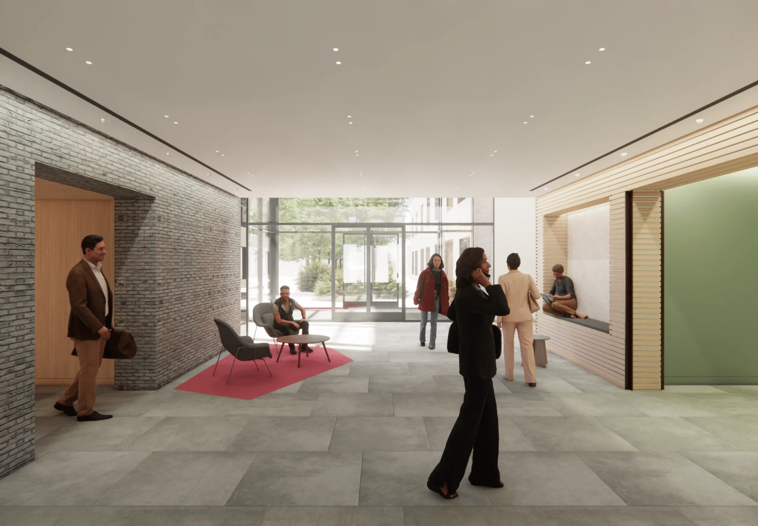 Rendering of Harvard University 100 South Campus Drive indoor lobby