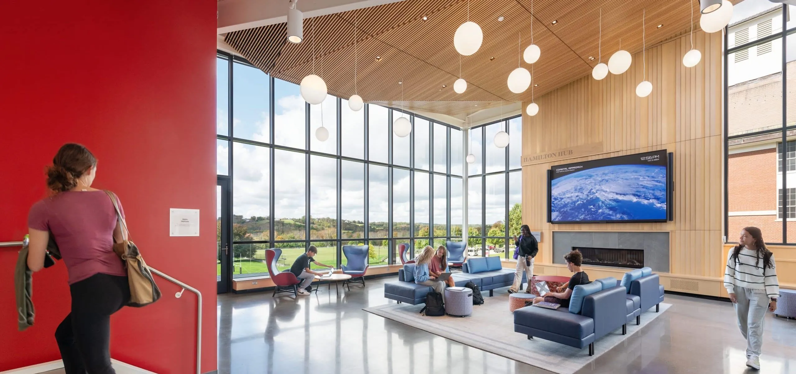 Students in lobby area of VISTA