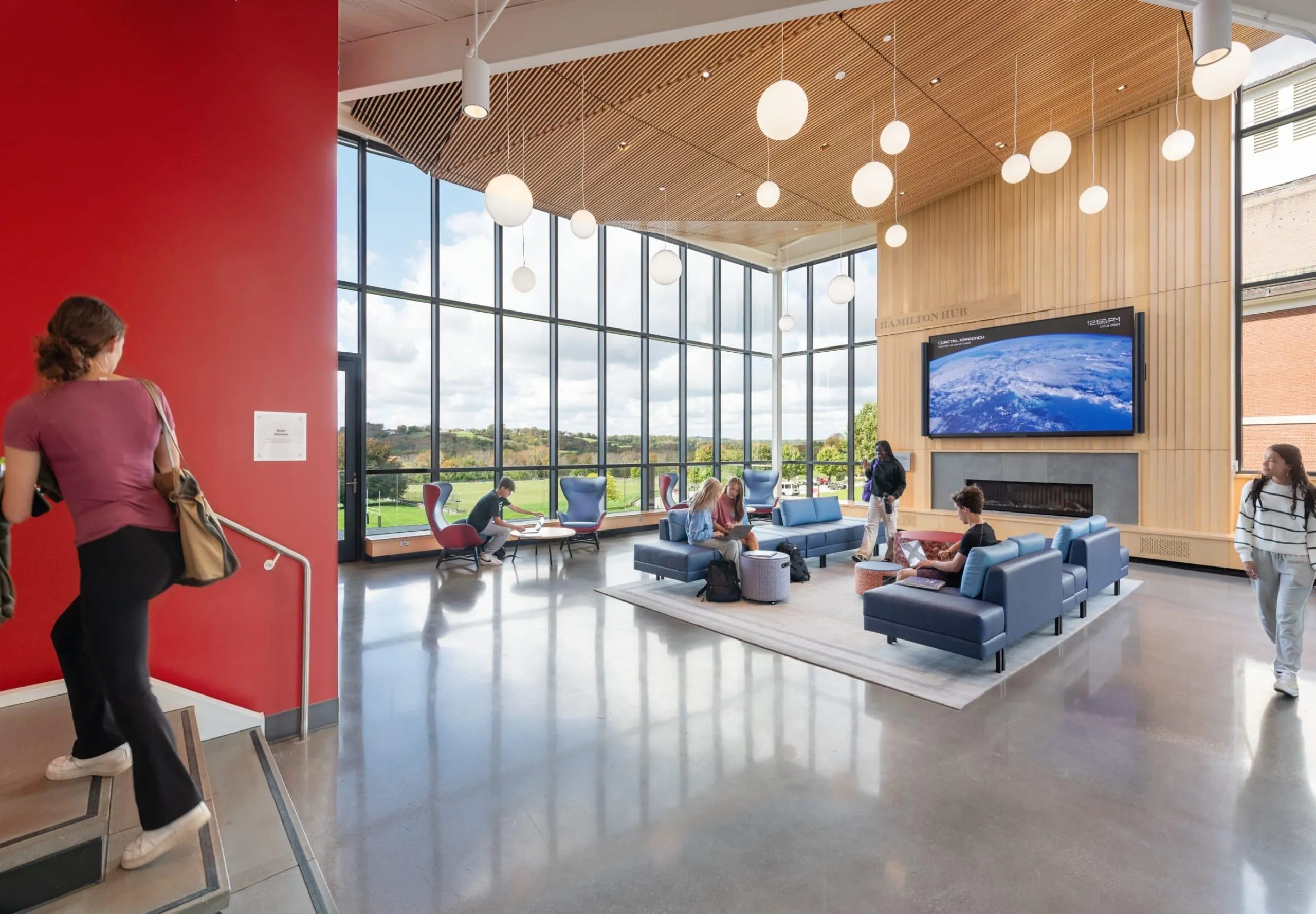 Students in lobby area of VISTA