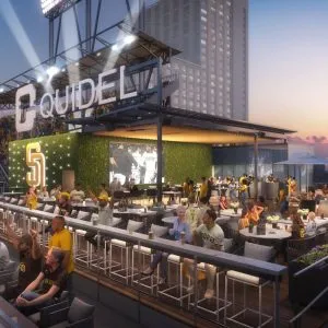 Rendering of outdoor seating at Petco Park